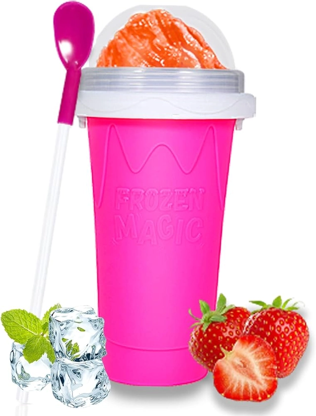 Amazon.com: Color Land Slushy Cup, TIK TOK Slushie Maker Cup Frozen Magic Squeeze Cup, Ice Cream Maker Cup, Cool Stuff Trending Tiktok Items Homemade DIY Cool Gadgets with Lid & Straw (PINK): Home & Kitchen