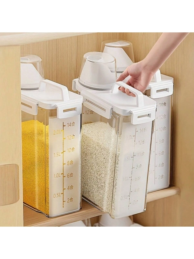 1pc 2.5 L Storage Container, Household Insect-Proof And Moisture-Proof Sealed Storage Tank With Lid, Portable And Leak Proof Food Storage Box, For Grain, Nuts, Flour And Rice, Kitchen Organizers And Storage, Kitchen Accessories