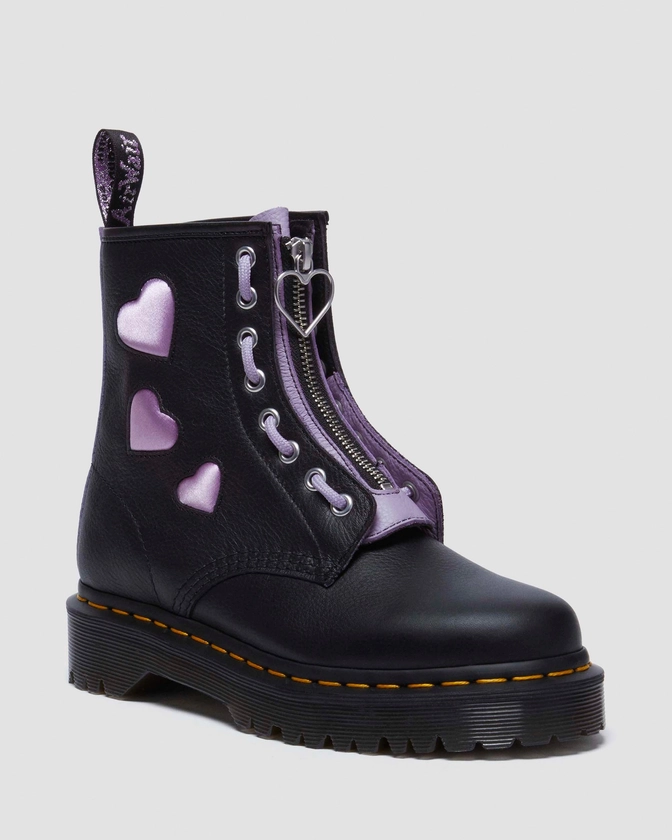 1460 Zip Heart Virgina Satin Lux Lace Up Boots in | Dr. Martens