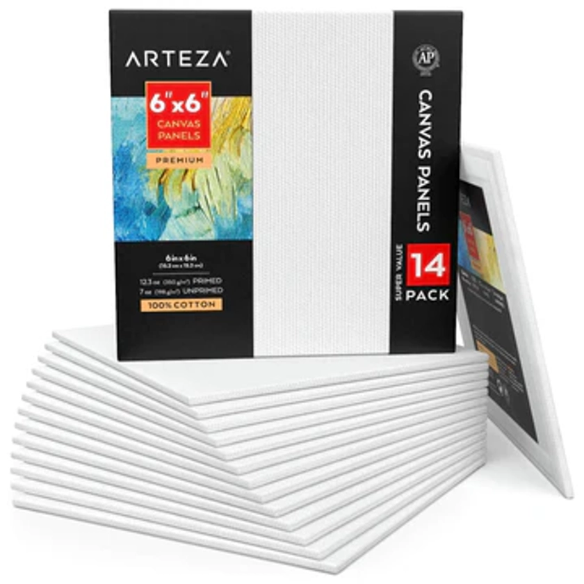Arteza Premium Square Canvas Panels Pack Of 14 Ready Primed