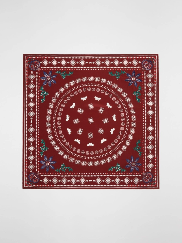 Silk scarf with print and embroidery detail, ruby | Weekend Max Mara 