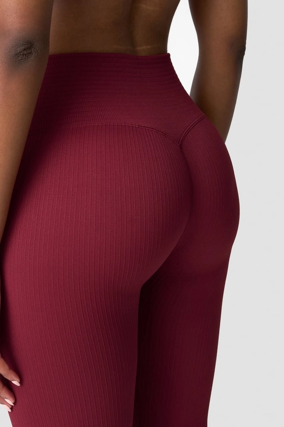 Ribbed Define Seamless V-shape Tights Burgundy | ICIW