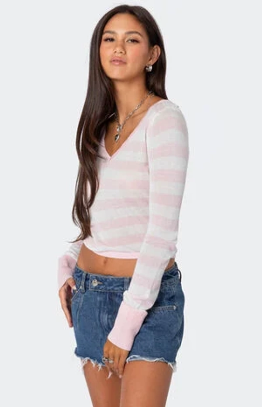 Edikted Candice Striped Knit Top | PacSun