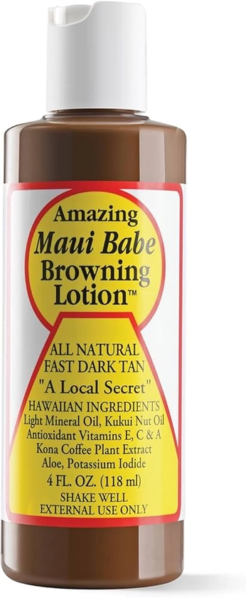 Maui Babe Browning Lotion - Natural Hawaiian Tan Accelerator with Vitamins & Antioxidants - Moisturizing Formula for All Skin Types - Made in USA - 4 fl oz