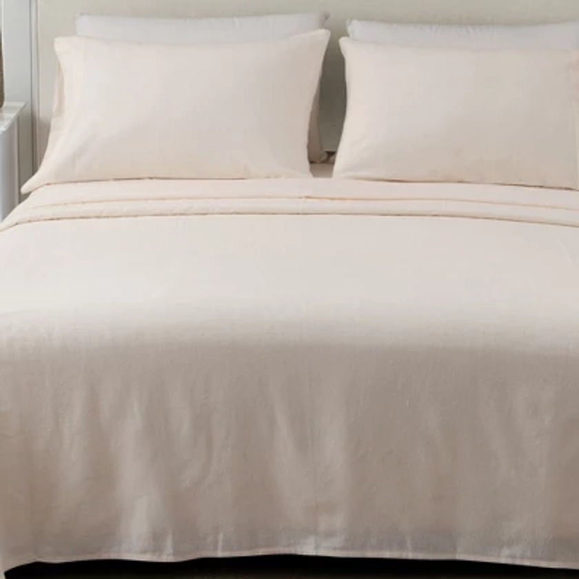 Great Bay Home Cotton Solid Flannel Sheet Set (Twin, Pristine Ivory)