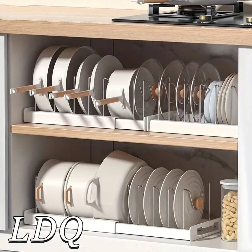 Expandable Kitchen Cabinet Pot Organizer Rack Adjustable - Temu Canada
