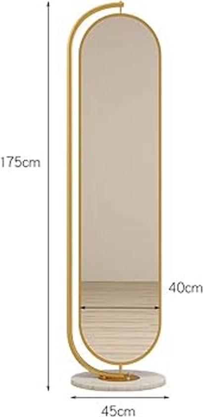 Miroir sur Pied Miroir de dressing de luxe léger et cintre intégré miroir de sol complet for chambre à coucher miroir de montage rotatif vertical multifonctionnel Miroir pleine longueur ( Color : Gold