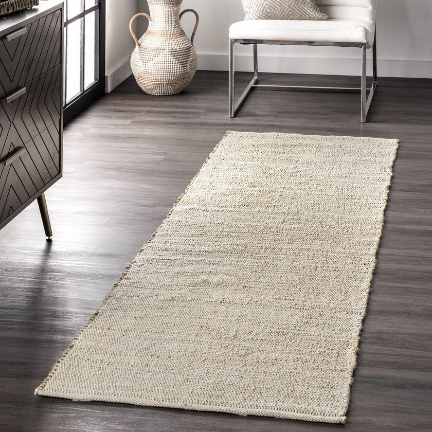 nuLOOM Elfriede Jute Blend Natural 2' 6" x 6' Farmhouse Runner Rug