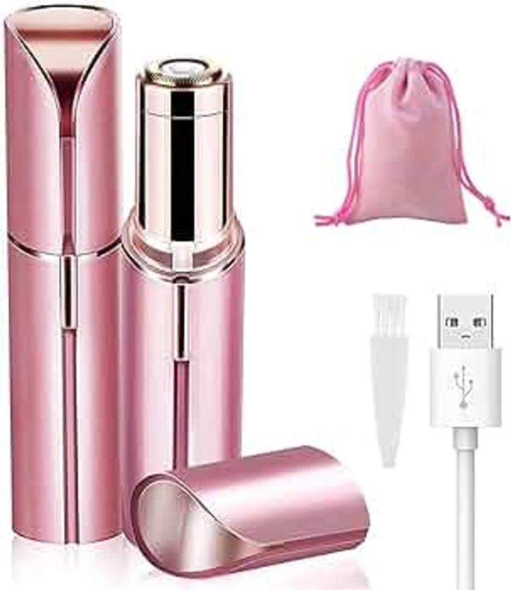 Facial Hair Removal for Women, Mini Hair Remover, Electric Razor Shaver Portable Bikini Epilator for Lips, Chin, Armpit, Peach Fuzz, Fingers, Neck, Cheek and USB Rechargeable