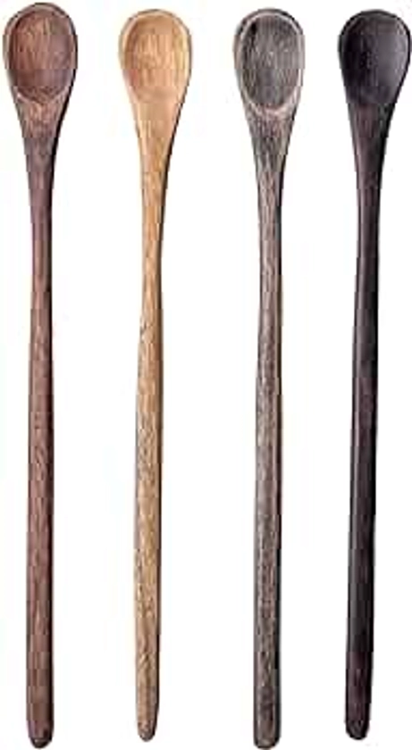 Karma Long Handle Tasting Spoons Set for Cooking - Kitchen Utensils - Wood - Set of 4