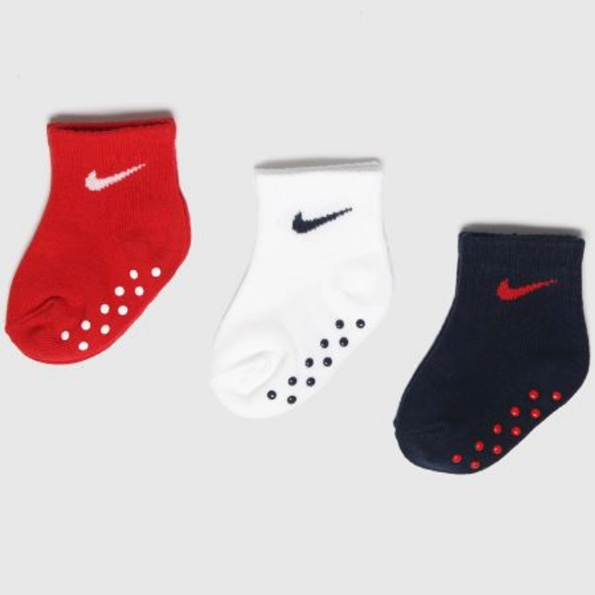 Black & Red Nike Baby Gripper Socks 3 Pack Socks | schuh