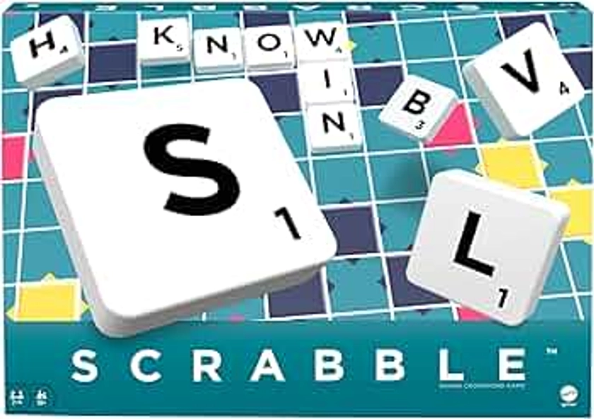 Mattel Games Classic Scrabble, Original Crossword Board Game, English Version, Family Board Game for Adults and Kids, Word Game for 2 to 4 Players, Ages 10 and Up, English Version, Y9592