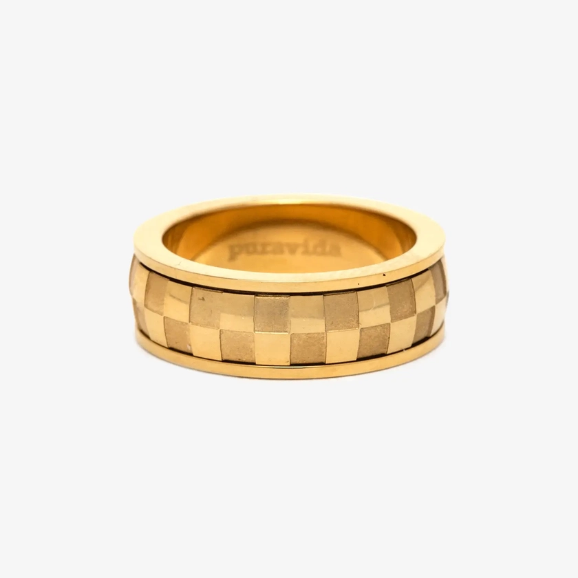 Gold Check Fidget Ring