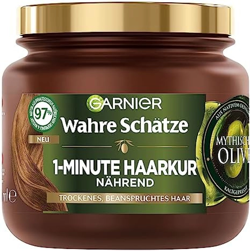 Wahre Schätze Nourishing Treatment 1 Minute for Damaged and Dry Hair, with Cold Pressed Olive Oil for Softer and More Groomed Hair, Vegan Formula, 1 x 340 ml : Amazon.com.be: Beauty