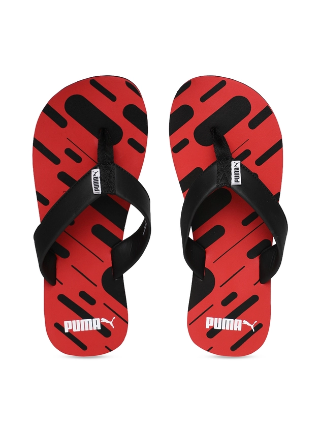 Puma Unisex Red & Black Printed Thong Flip-Flops