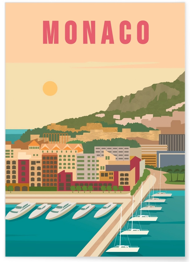 Affiche ville de Monaco, affiche moderne | L’Afficherie