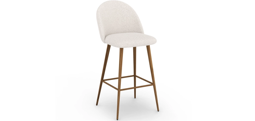 Stool Upholstered in Bouclé Fabric - Scandinavian Design - Bennett