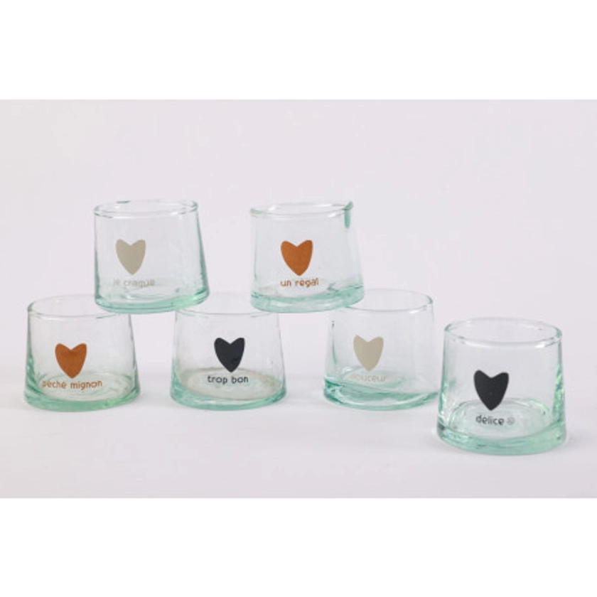 6 VERRES BELDI PM "COEUR"