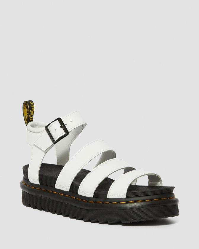 Blaire Hydro Leather Strap Sandals in White | Dr. Martens