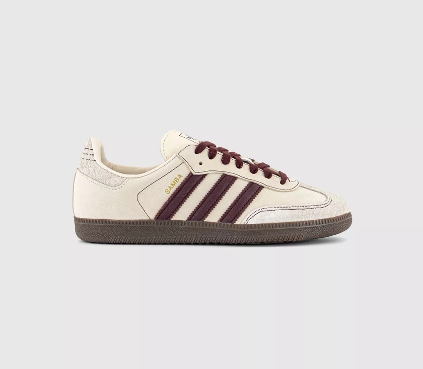 adidas Samba OG Trainers Wonder White Maroon Putty Grey - Women's Trainers