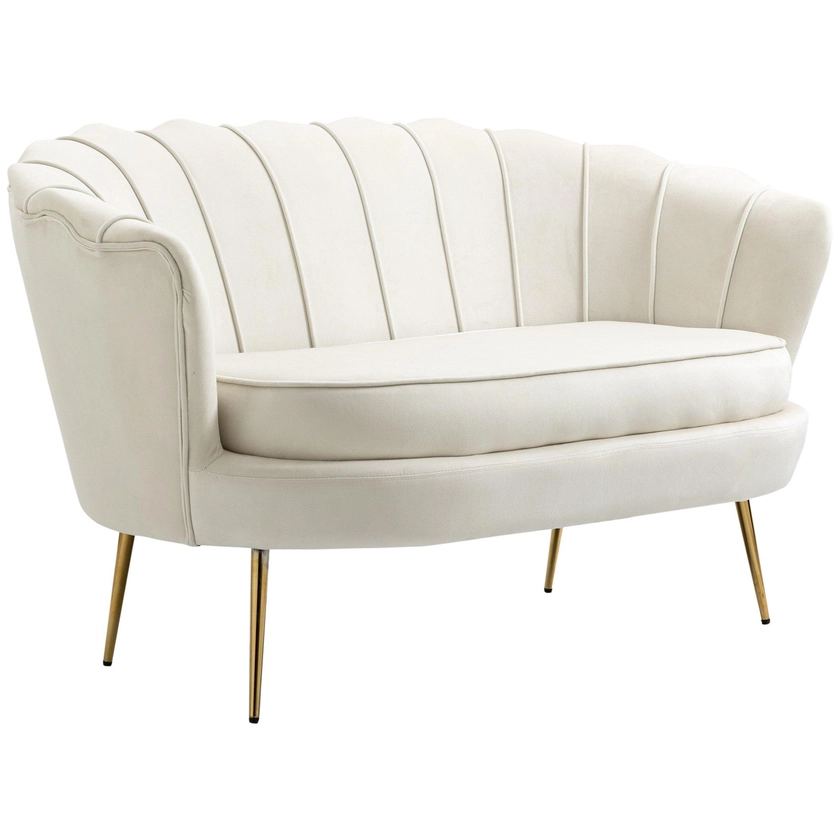 Sofas & Chairs | Modern Velvet Loveseat Sofa Fabric Small Couch for Living Room | HOMCOM