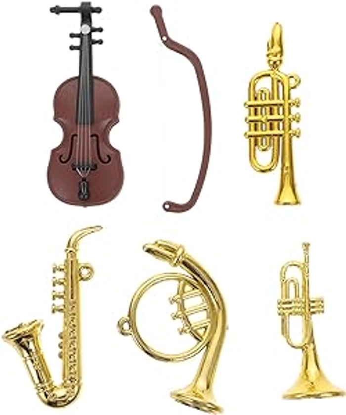 BESTonZON 1 Set Mini Musical Instrument Mini Stuff That Actually Works Doll House Guitar Accessory Worlds Smallest Trumpet Miniature Musical Instruments Decor Household Plastic Little Things