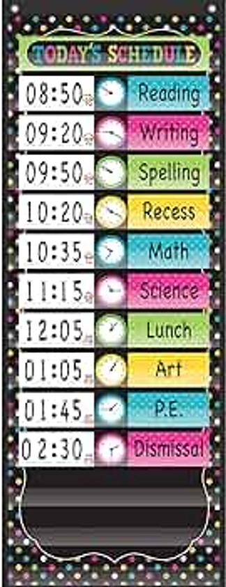 Teacher Created Resources TCR20752 Chalkboard Brights 14 Pocket Daily Schedule, Nylon/Vinyl, Black