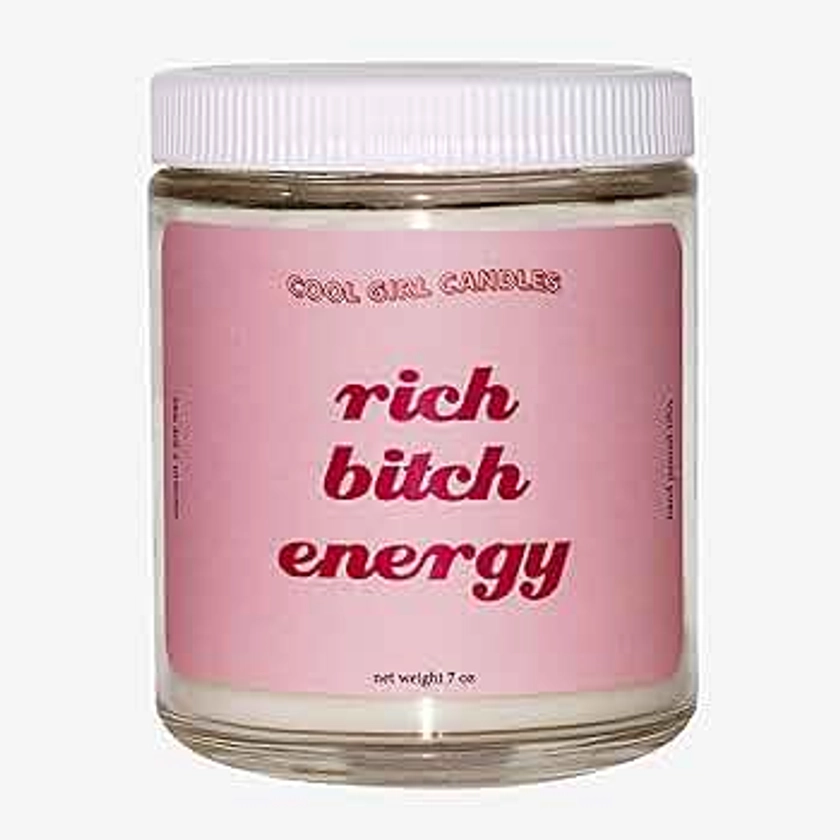 Cool Girl Candles |Rich Bitch Energy Cotton + Vanilla Scented Candle | All Natural Coconut Soy Wax | The Best Strong Scented Candles for Home Fragrance | Clean Burning | Funny Gifts | 8.5 fl oz