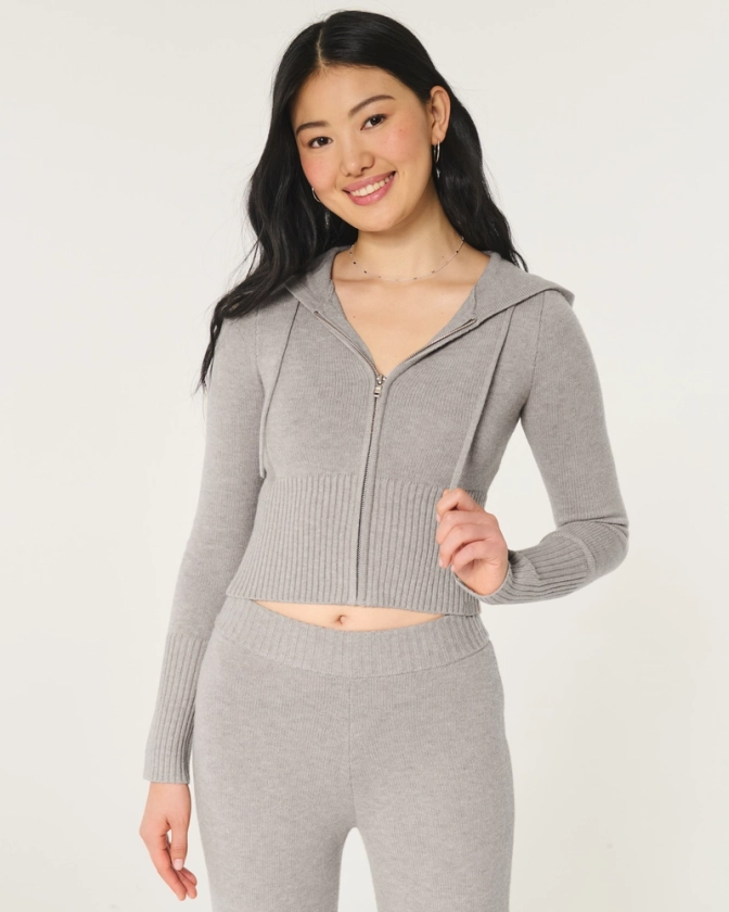 Women's Gilly Hicks Sweater-Knit Zip-Up Hoodie | Women's Tops | HollisterCo.com