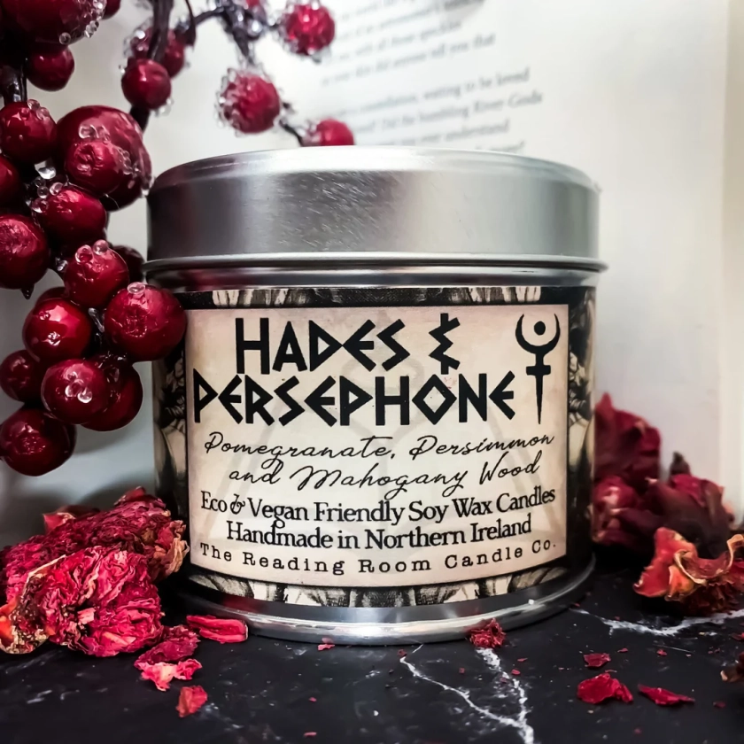Hades and Persephone-pure Soy Wax Candle-greek Mythology/romance Inspired-pomegranate, Persimmon and Mahogany Wood - Etsy UK