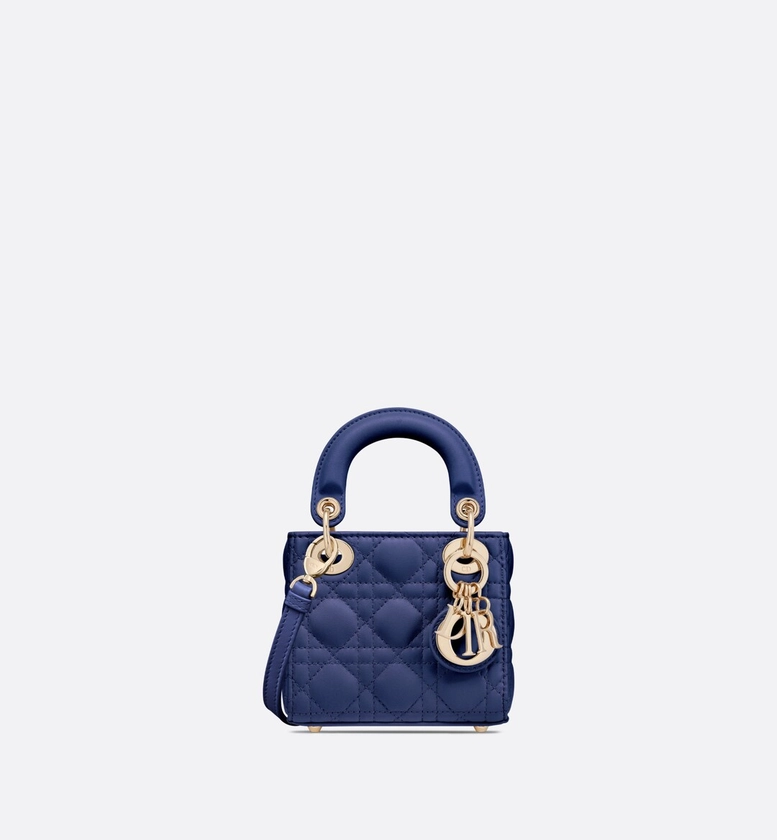 Micro sac Lady Dior Cuir d'agneau Cannage bleu roi | DIOR