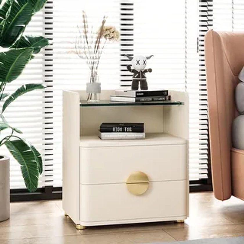 Modern Nightstands, 2-Drawer Night Stand with Open Storage Space - Bed Bath & Beyond - 39581188