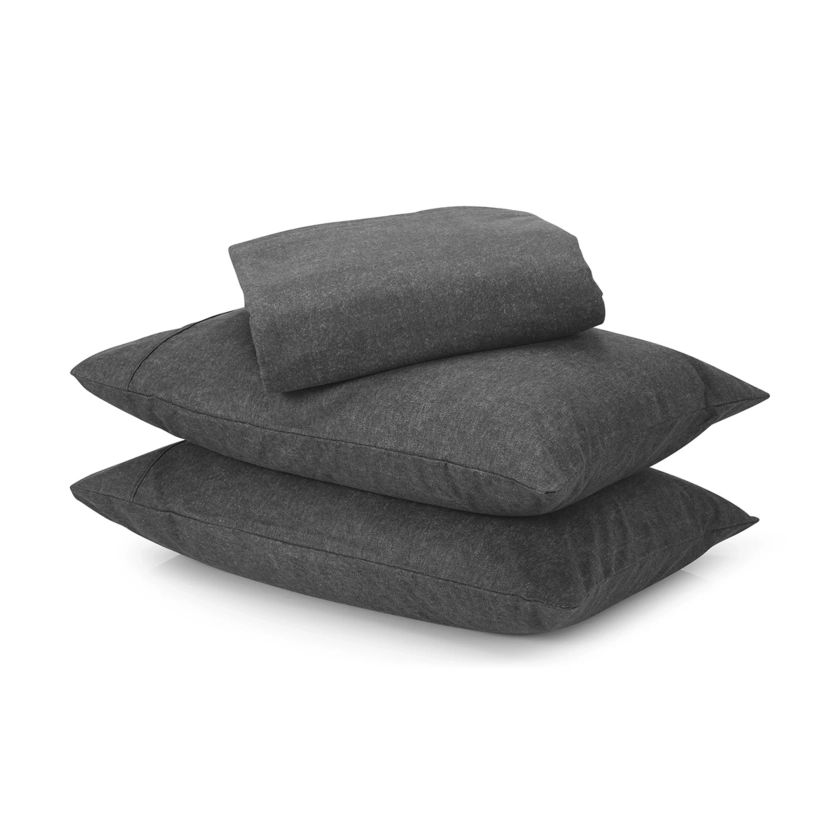 Marle Cotton Flannelette Sheet Set - Queen Bed, Dark Grey