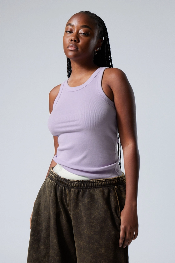 fitted rib tank top - Washed Lilac | Weekday EU