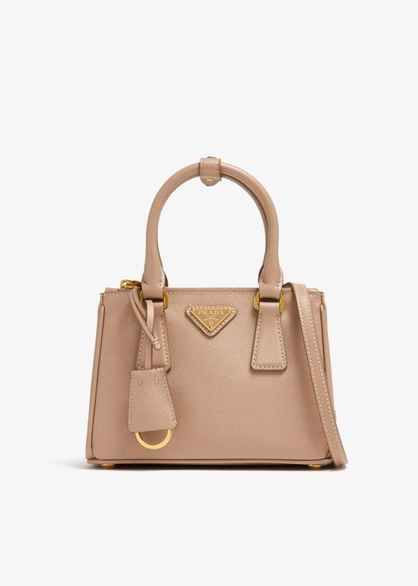 Prada Galleria mini leather bag for Women - Beige in UAE | Level Shoes