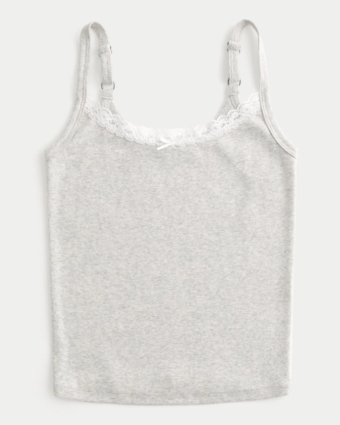 Women's Cotton Blend Lace-Trim Cami | Women's Tops | HollisterCo.com