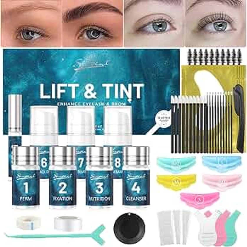 Lash Lift Kit 4 in 1 | Black, KERATIN Brow Lamination Kit Eyelash Lift Kit For Beginner, Instant Eyelash and Eyebrow Quick Perm Lift For Eyelash Growth 12-weeks,Safe Use for Home Salon