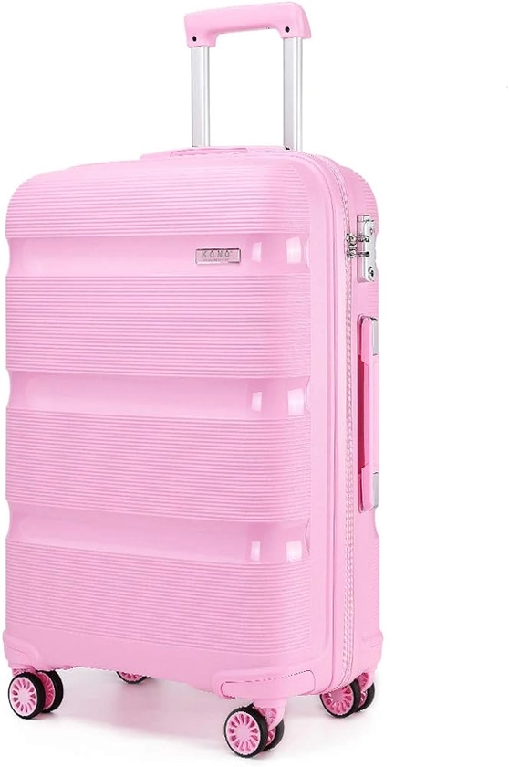 Kono Valise Trolley Grande Taille 76 cm Valise Rigide Enregistrement en Polypropylène Légere à 4 roulettes avec Serrure TSA Intégré 100L (Rosé)