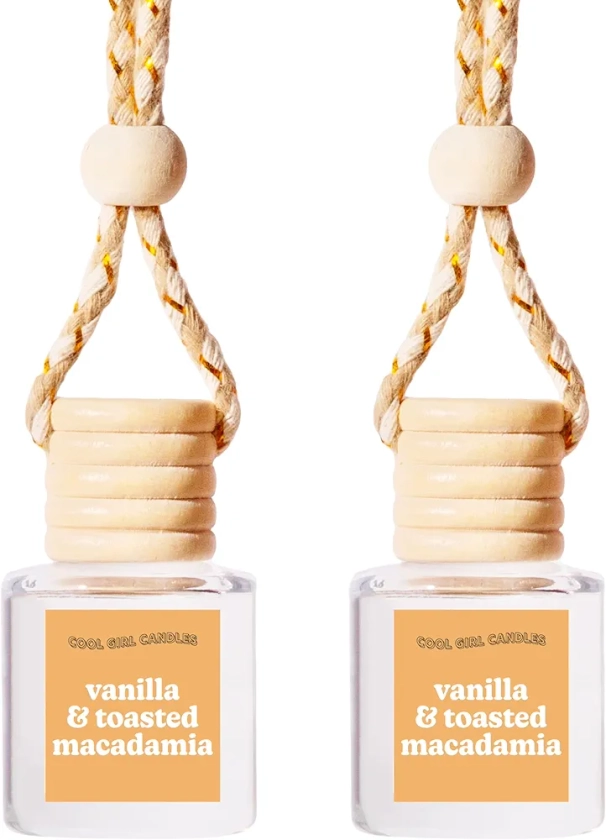 COOLGIRLCANDLES Vanilla Toasted Macadamia Car Hanging Fragrance Oil Diffuser Car Air Freshener Diffuser for Essential Oils, Scents Aromatherapy Automobile Diffuser, Long Lasting Car Diffuser Bottle