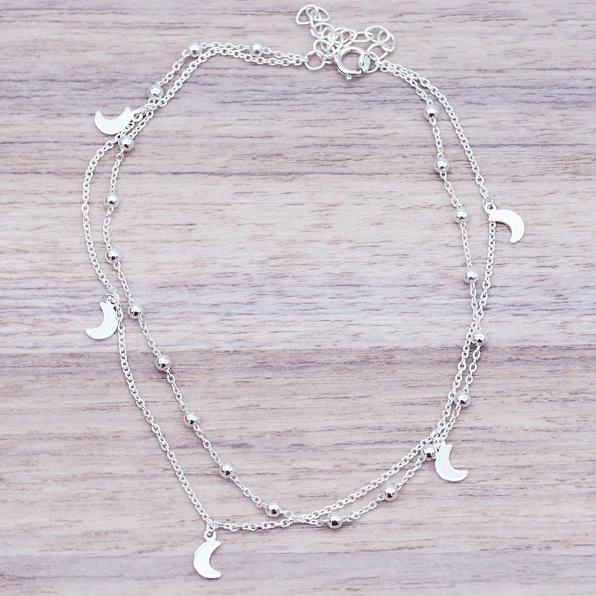 Silver Crescent Moon Anklet - Shop Women's Jewelry