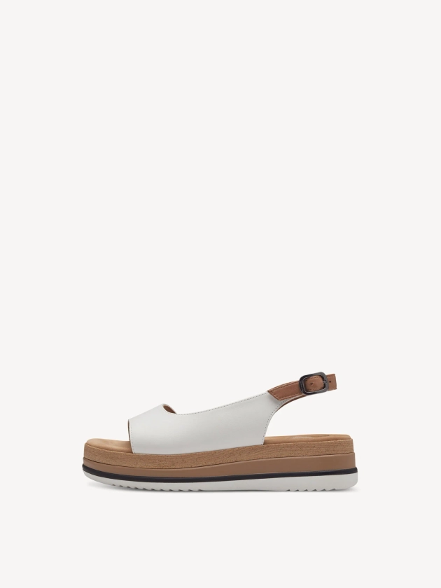 Sandale à talon en cuir - blanc 8-88703-42-100