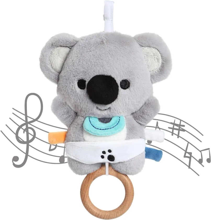 COTTONBEBE Peluche Koala eavec Musique Douce, Doudou Bébé, pour Poussettes et Berceau, Cadeau de Bebe Naissance