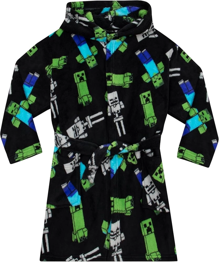 Minecraft Dressing Gown | Creeper Boys Dressing Gown | Gaming Boys’ Sleepwear & Robes | Ages 5 To 13 Years