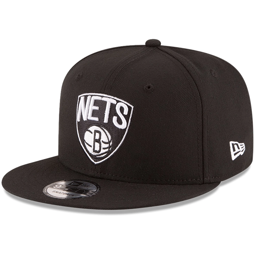 Men's Brooklyn Nets New Era Black Black & White Logo 9FIFTY Adjustable Snapback Hat