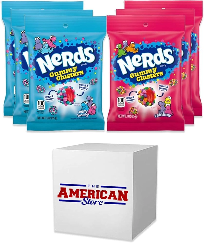 Nerds Gummy Clusters Variety Kit I Verry Berry & Rainbow 3oz (85g) I 3 of Each! I US Import By The American Store