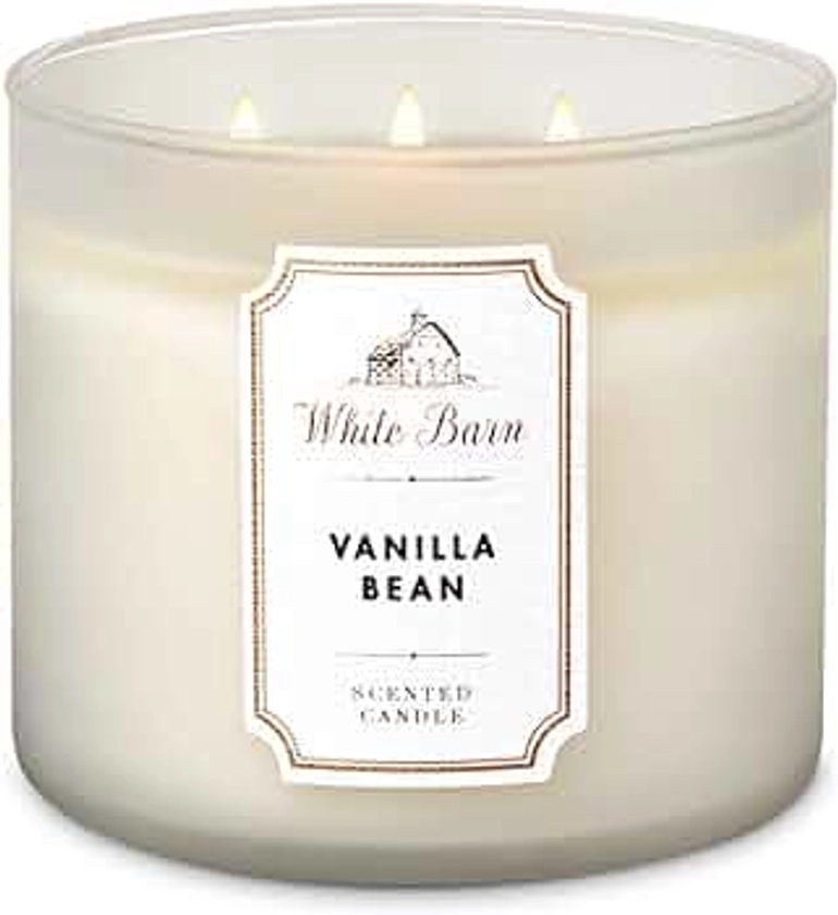 Bath & Body Works White Barn VANILLA BEAN 3 Wick Scented Candle (Pure White Version) 14.5 oz./411 g