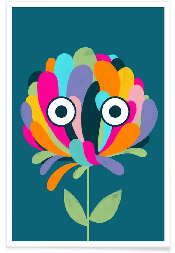 Curious Colorful Flower affiche