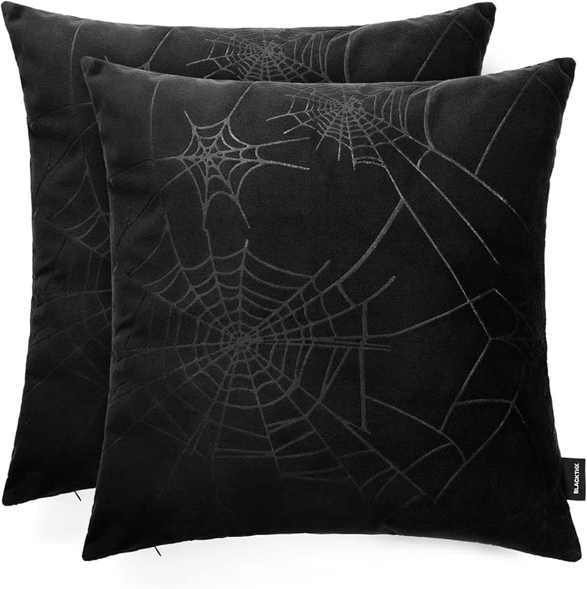 BLACKTHX Pack of 2 Decorative Throw Pillow Covers Gothic Velvet Cases Soft Couch Bed Living Room 18 * 18 Inch