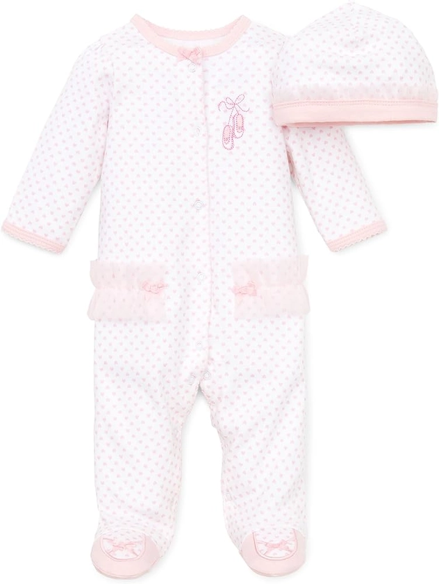 Little Me Baby Clothes & Outfits - Girls One Piece Hat & Footed Sleeper Pajamas - 9 Months, Pink Floral