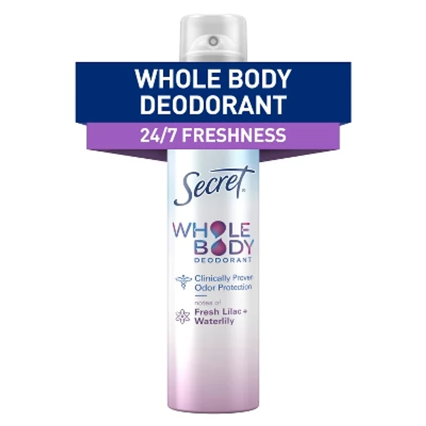 Secret Whole Body Aluminum Free Deodorant Spray - Lilac & Waterlily - 3.5oz